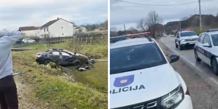 Potjera u Ljubuškom: Mercedesom albanskih oznaka upao u BiH i skrivio nesreću. Javite policiji ako imate informacije